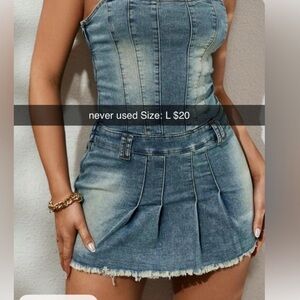 Denim Strapless Mini Dress